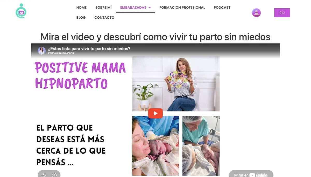 Landing del programa RE-NACER de Positive Mama